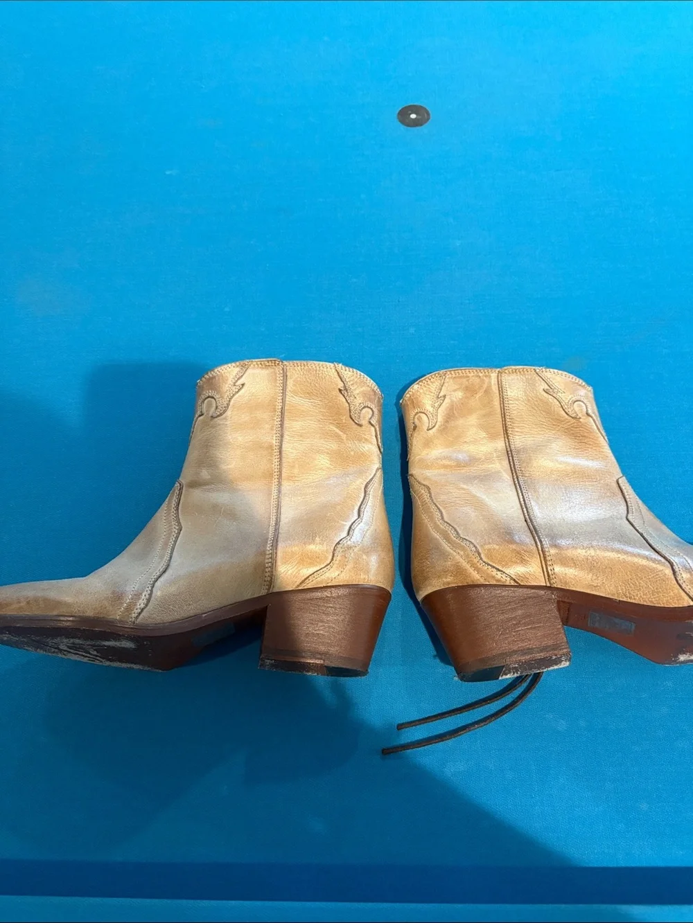 Free People Tan Leather Western Ankle Boots